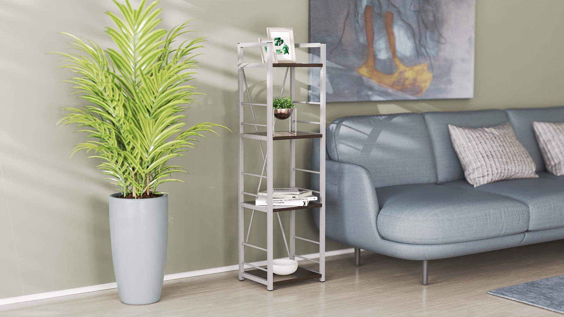 Этажерка Ferrum-decor Коннект 4/34 ДСП 16 мм 120x34x28 см Серый/Венге (FRD-105543)