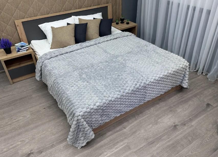 Покрывало плюш Соты 200х230 см Светло-серый (87-121)