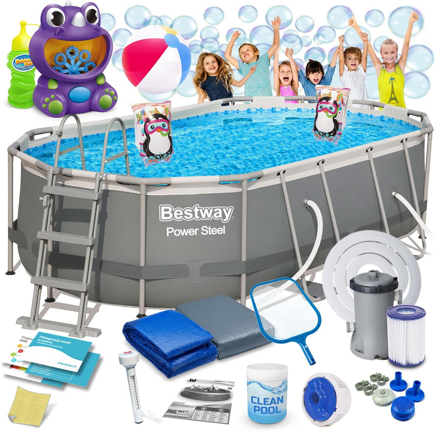 Бассейн каркасный овальный Bestway 56620 18в1 427x250x100 см (409466) - фото 2