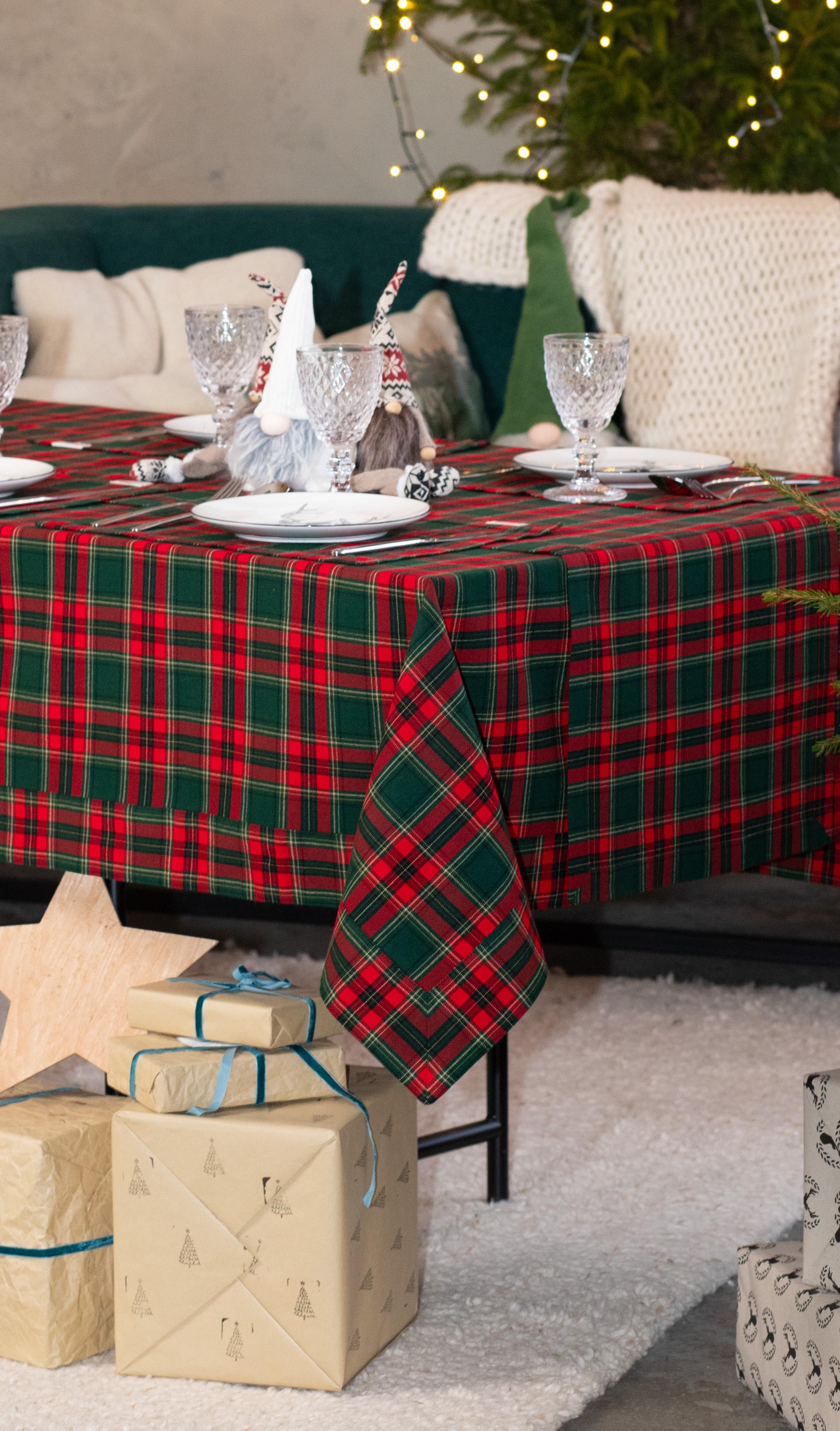 Скатертина новорічна Едельвіка в клітинку 2,50x1,50 м (375-21/00) - фото 2 Скатертина новорічна Едельвіка в клітинку 2,50x1,50 м (375-21/00) - фото 2