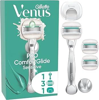 Станок для гоління жіночий Venus PRO ComfortGlide Sensitive з 3 змінними картриджами кріпленням і дорожним чохлом