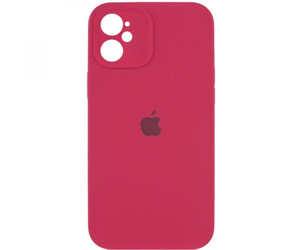 Чехол-накладка Silicone Case Full Camera with Frame для Apple iPhone 12 37.Rose red