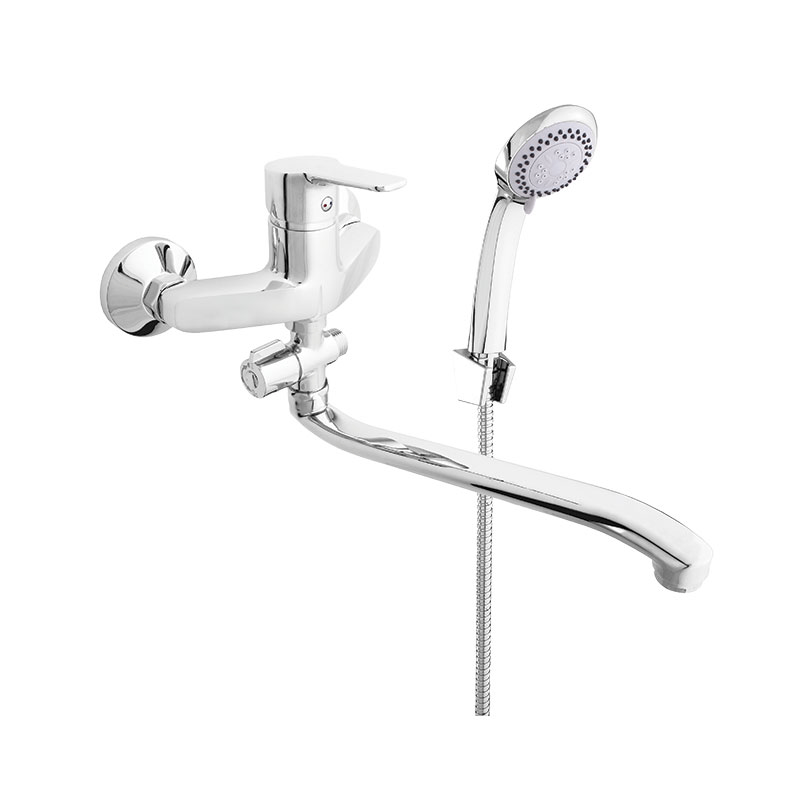 Смеситель для ванны Rubineta Uno 12G однорычажный с ручной лейкой Хром (N2GD01)