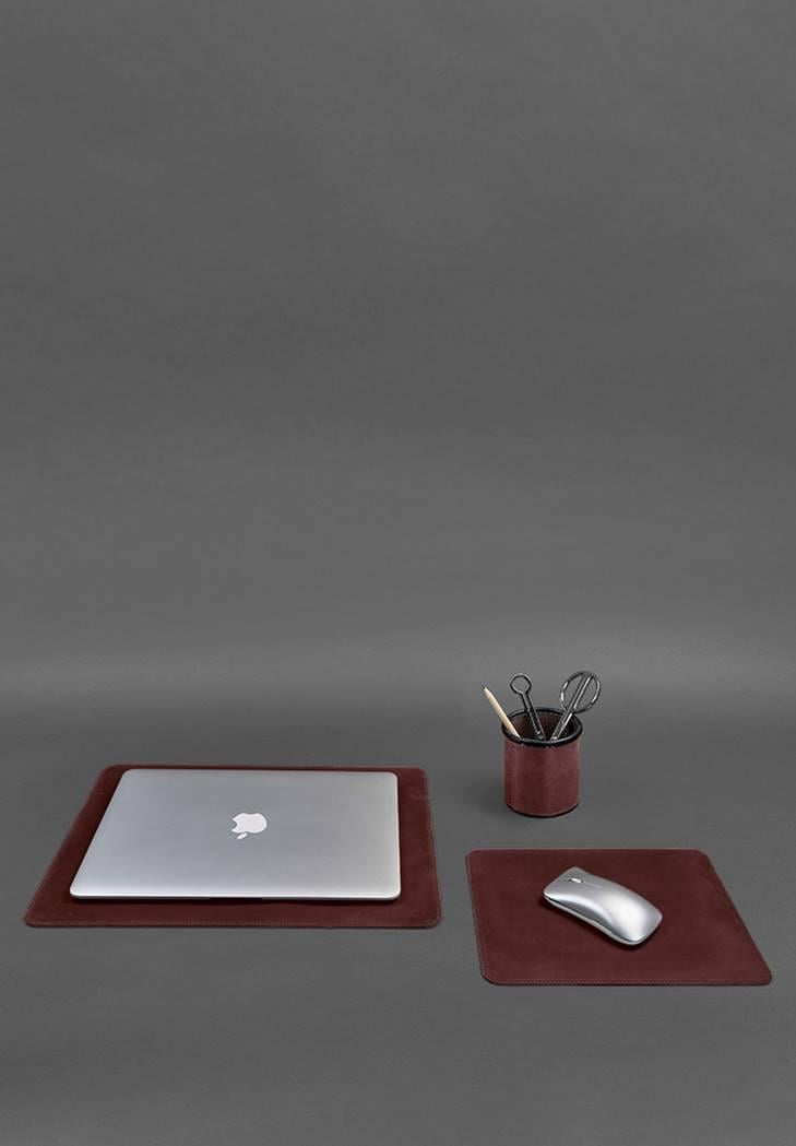 Набор для рабочего стола из натуральной кожи 1.0 Crazy Horse Бордовый (A-027511) - фото 2 Набор для рабочего стола из натуральной кожи 1.0 Crazy Horse Бордовый (A-027511) - фото 2