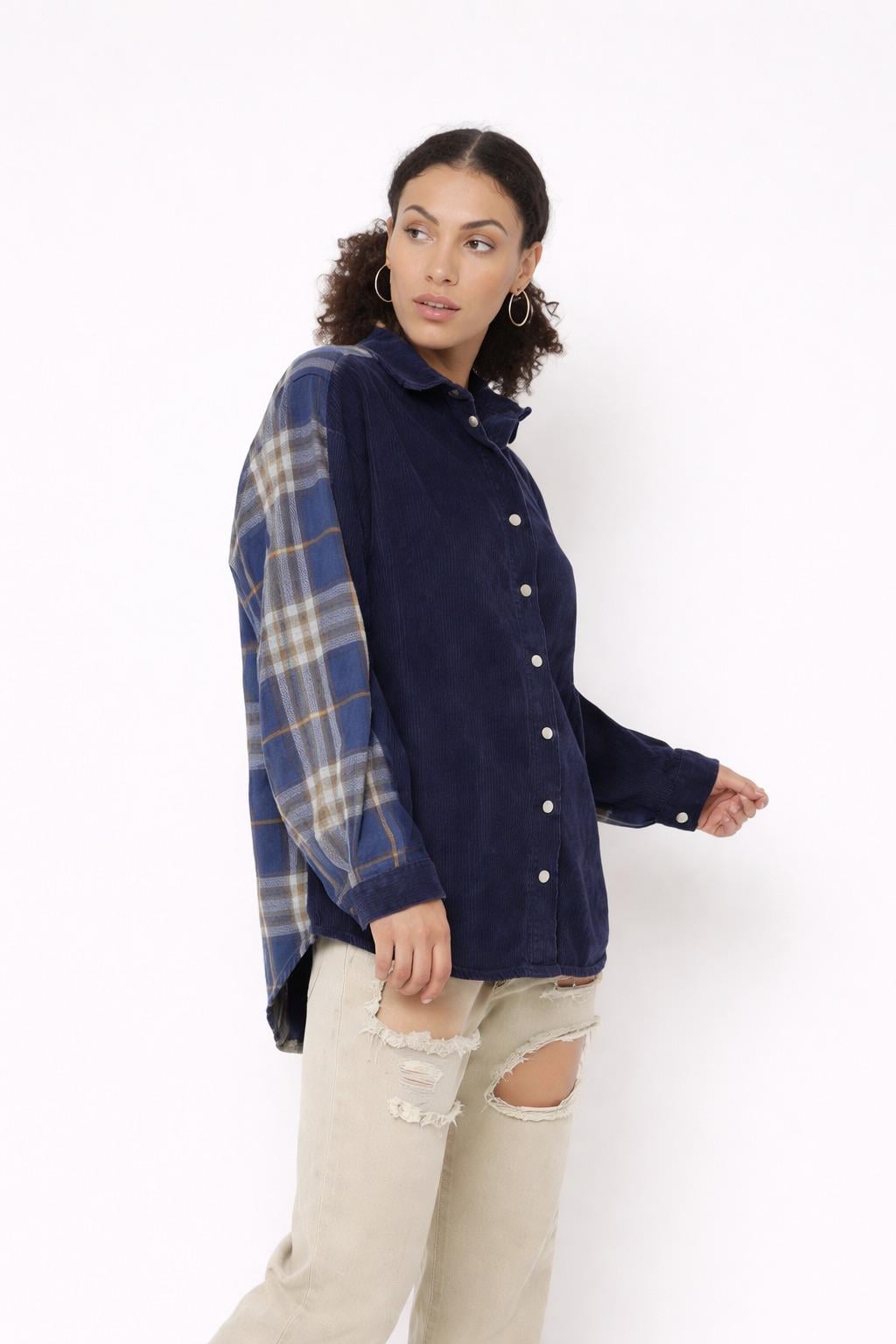 Рубашка Missguided Клеточка р. 38 Синий (G1808895)