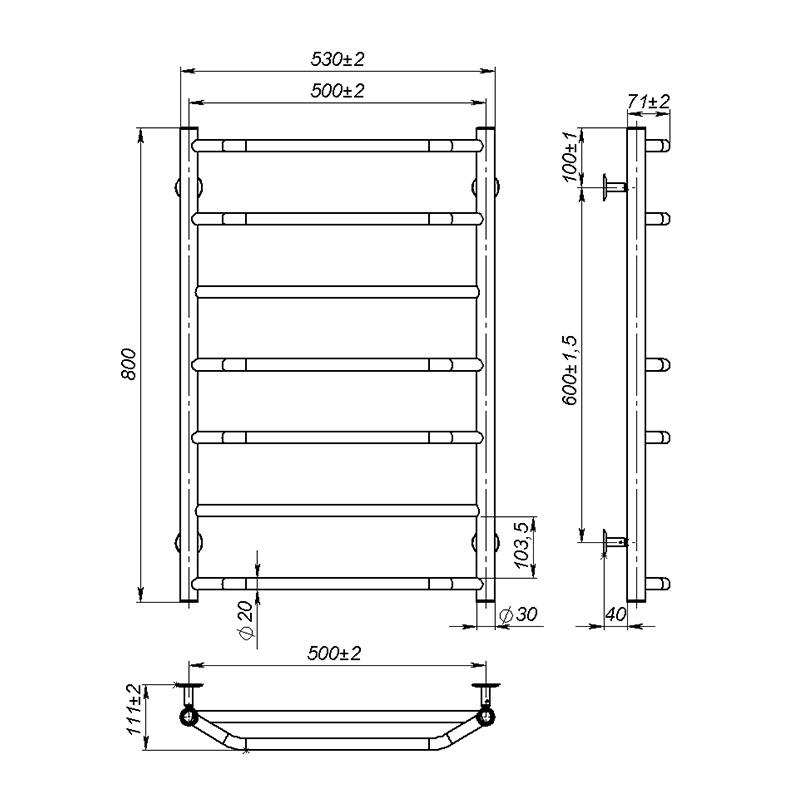 Полотенцесушитель Onlyheat Ignis 500/800/7 (67997) - фото 3 Полотенцесушитель Onlyheat Ignis 500/800/7 (67997) - фото 3
