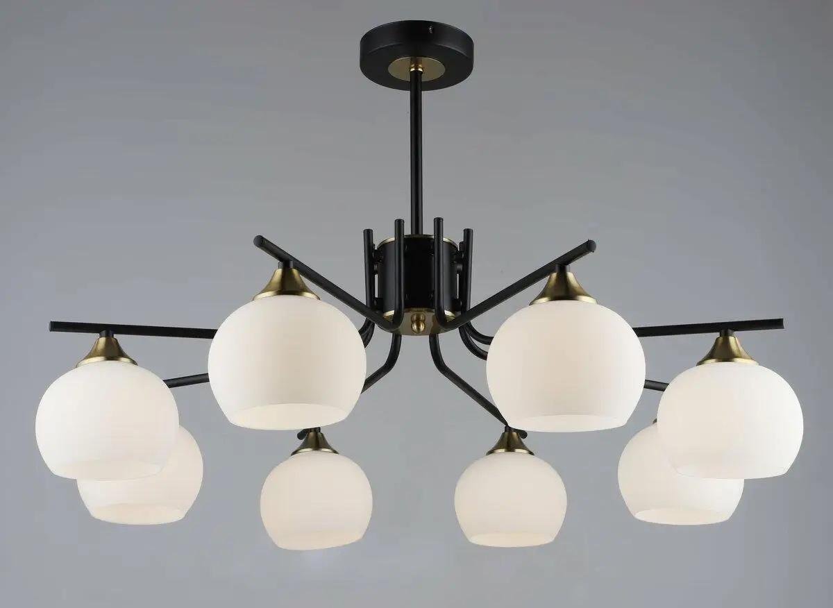 Люстра потолочная Valeso на восемь круглых плафонов Е27 IP20 N6616/8 Черный/Медный (28689786)