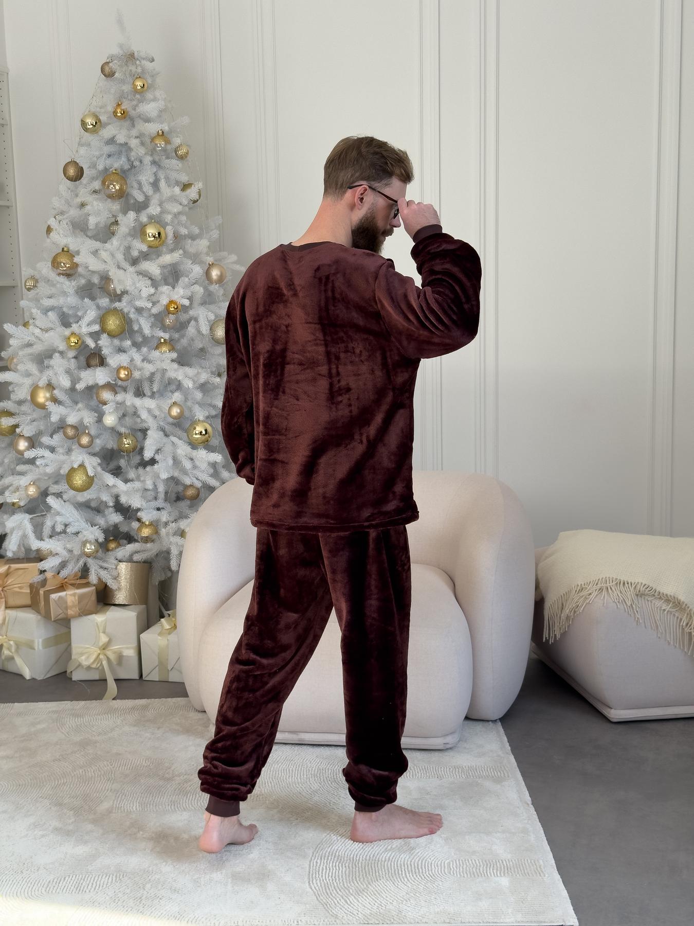 Пижама мужская плюшевая Теплик с начесом 3XL Шоколад (VEL050) - фото 5 Пижама мужская плюшевая Теплик с начесом 3XL Шоколад (VEL050) - фото 5