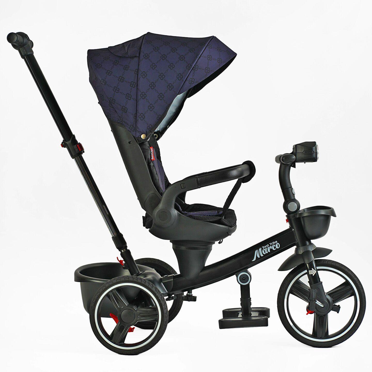 Велосипед дитячий триколісний Best Trike Marco 9155 PU складане кермо музична фара з батьківською ручкою Синій (331-09) - фото 2 Велосипед дитячий триколісний Best Trike Marco 9155 PU складане кермо музична фара з батьківською ручкою Синій (331-09) - фото 2