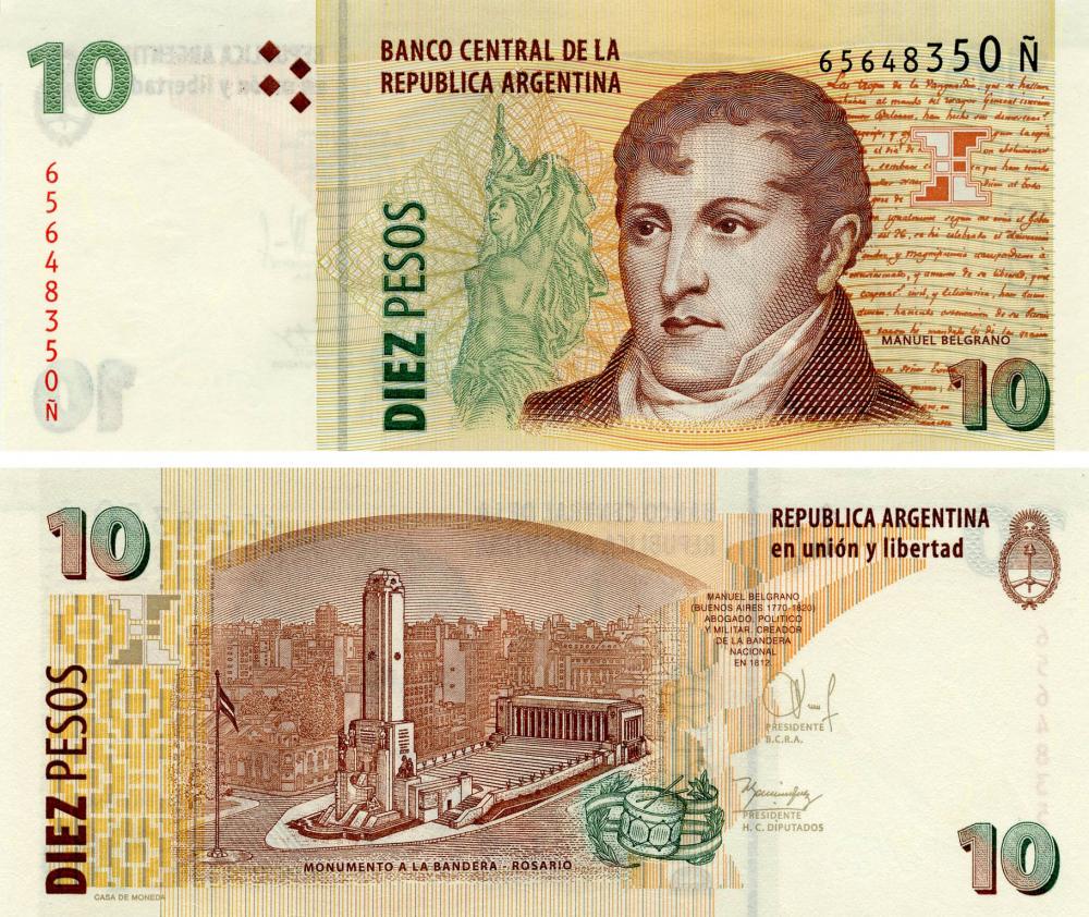 Коллекционная банкнота Аргентина 10 песо 2014 UNC P354 (Б13478)