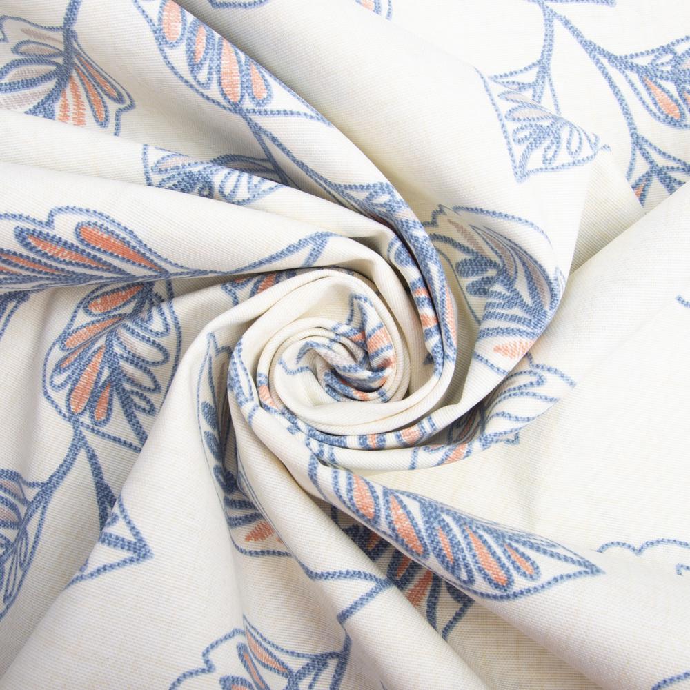 Ткань декоративная хлопчатобумажная Премьер с водоотталкивающей пропиткой Веточка V-3 Синий (24142)