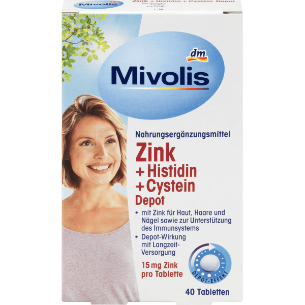 Биологически активная добавка для иммунитета Mivolis Zink + Histidin + Cystein 40 шт. (694349) Биологически активная добавка для иммунитета Mivolis Zink + Histidin + Cystein 40 шт. (694349)