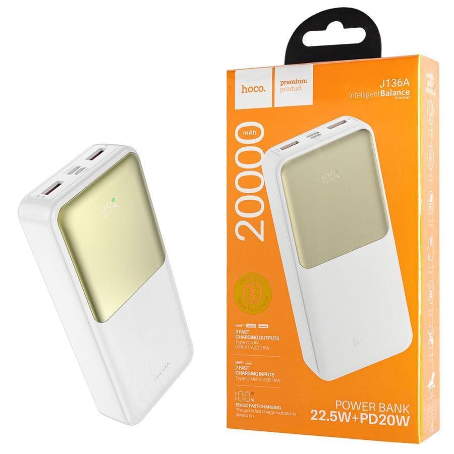 Повербанк Hoco J136A Sirui 22,5W+PD20Wi 20000 mAh White (6942007634847)