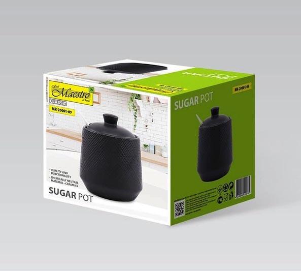 Сахарница с ложкой Maestro MR-20001-09 керамическая 300 мл Черный (2107730831) - фото 2