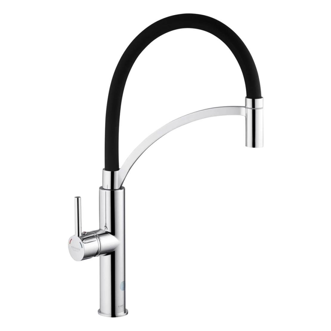 Змішувач для кухні Kroner KRP Ersel-C03900BLK з висувною лійкою Хром/Чорний