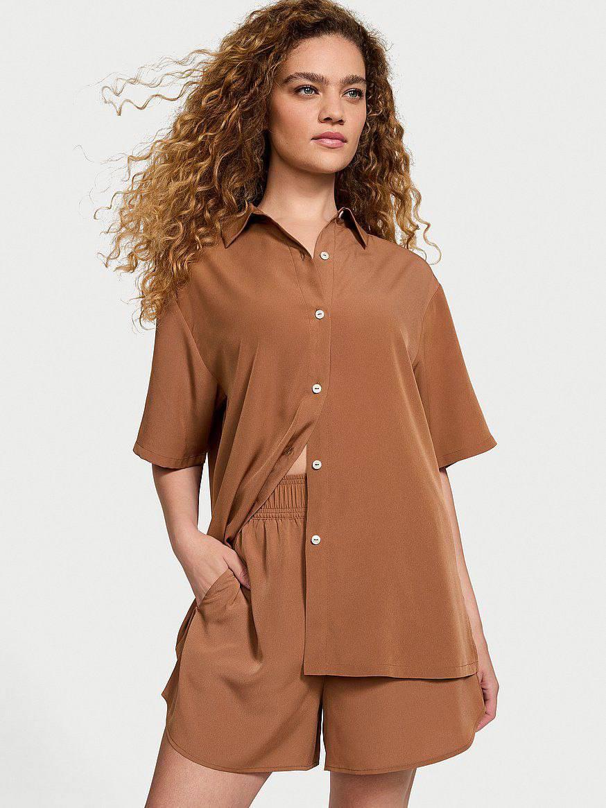 Піжама сорочка/шорти Victoria's Secret FLuxe Crepe Sleep Set XS Коричневий (26811387D)