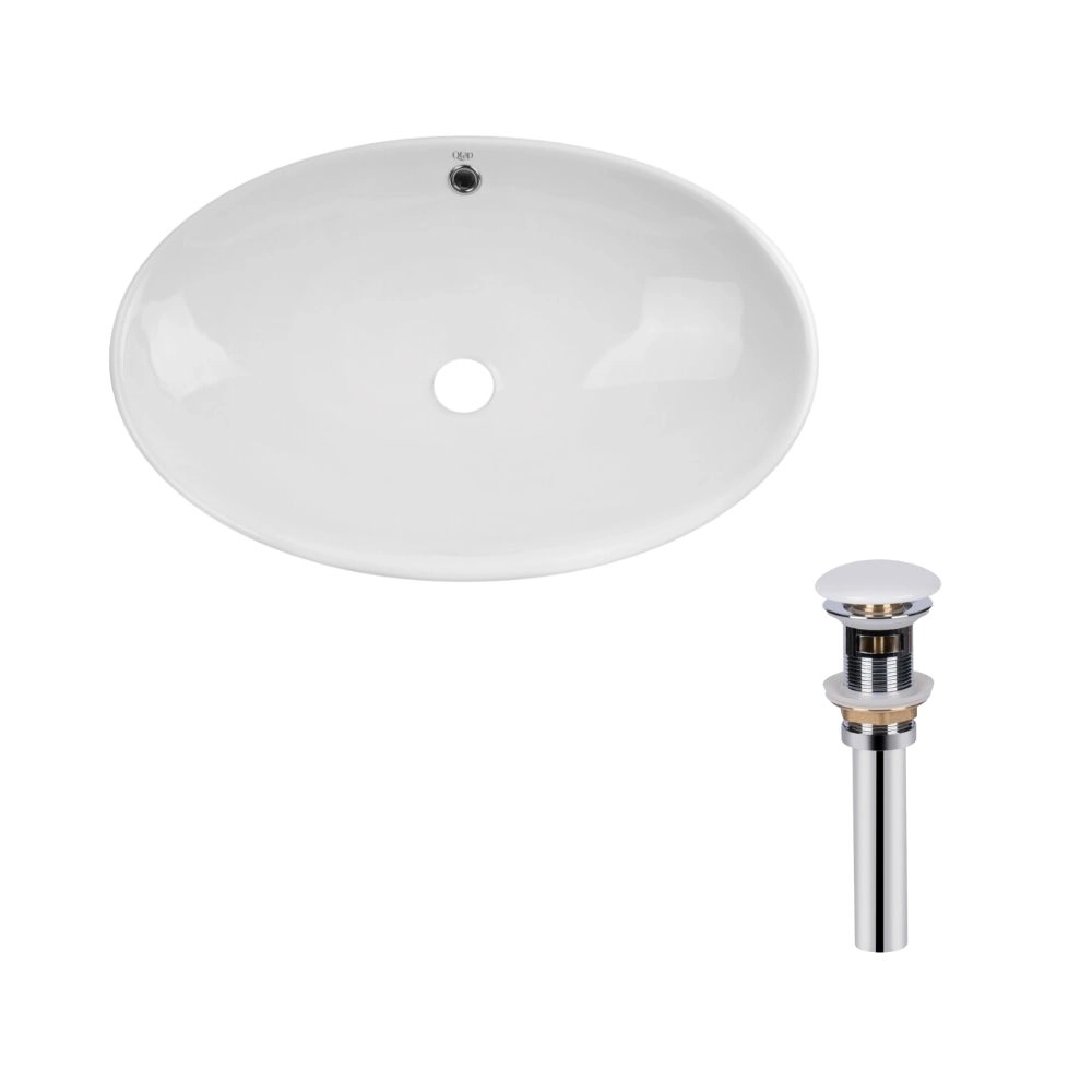 Раковина накладна овальна Qtap Dove та донний клапан PU02O 625x415x150 мм White (53433)