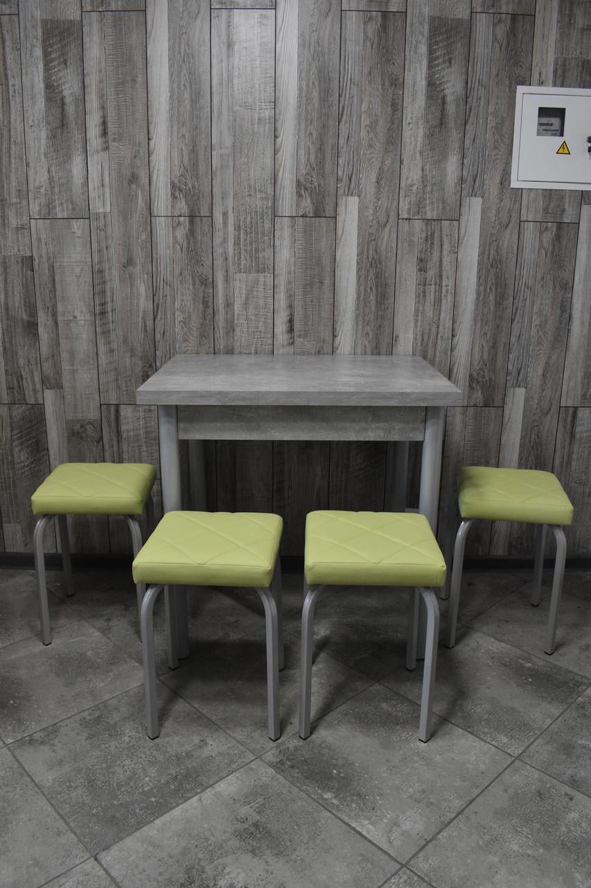 Кухонний комплект Оскар стіл розкладний/табурети 4 шт. Tutti Lux 60х80/80х120х75 см Бетон світлий/Салатовий (28375091)