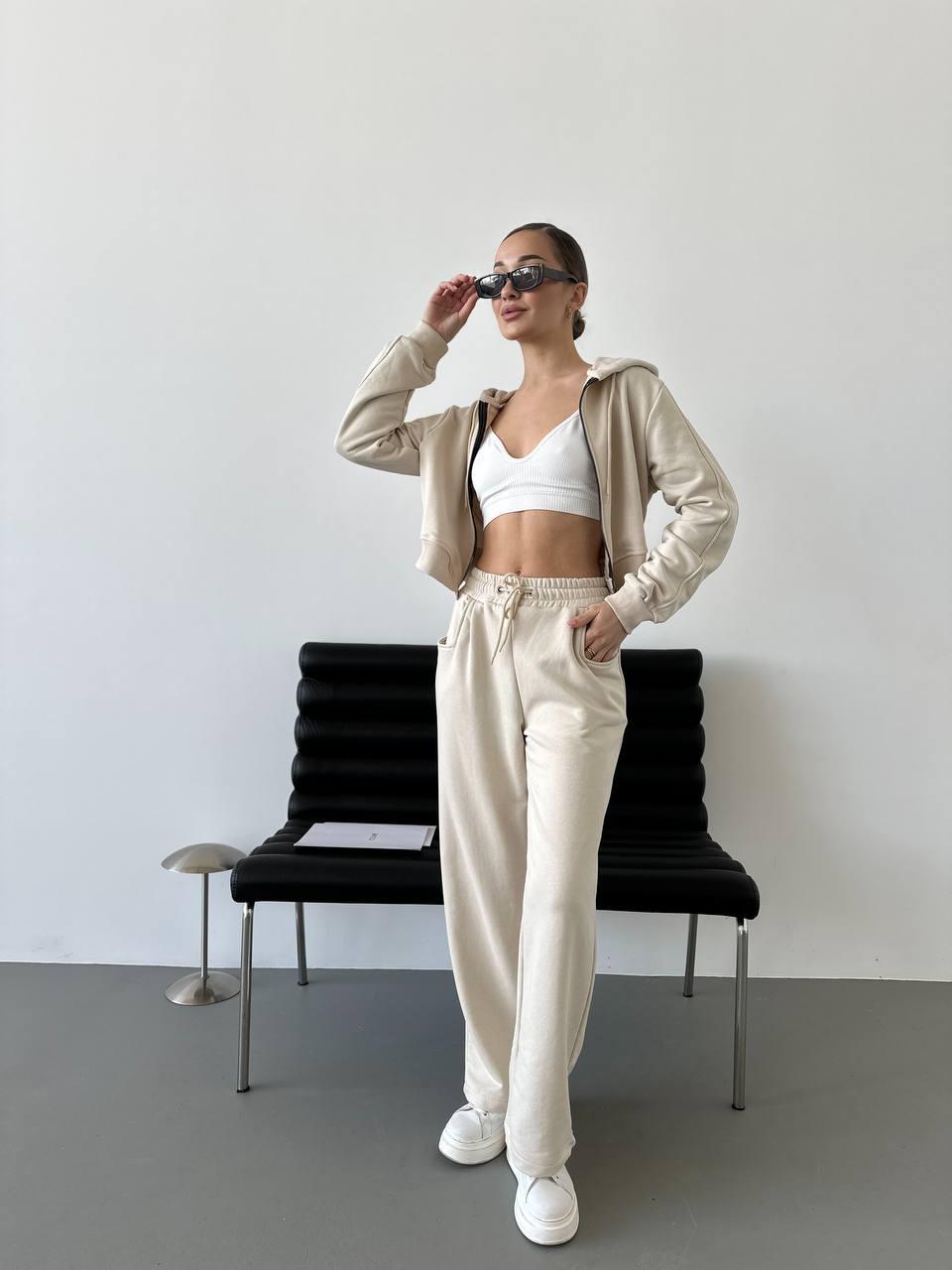 Костюм двойка женский петля р. 42-44 Молочный (С1513-716/В) - фото 7 Костюм двойка женский петля р. 42-44 Молочный (С1513-716/В) - фото 7