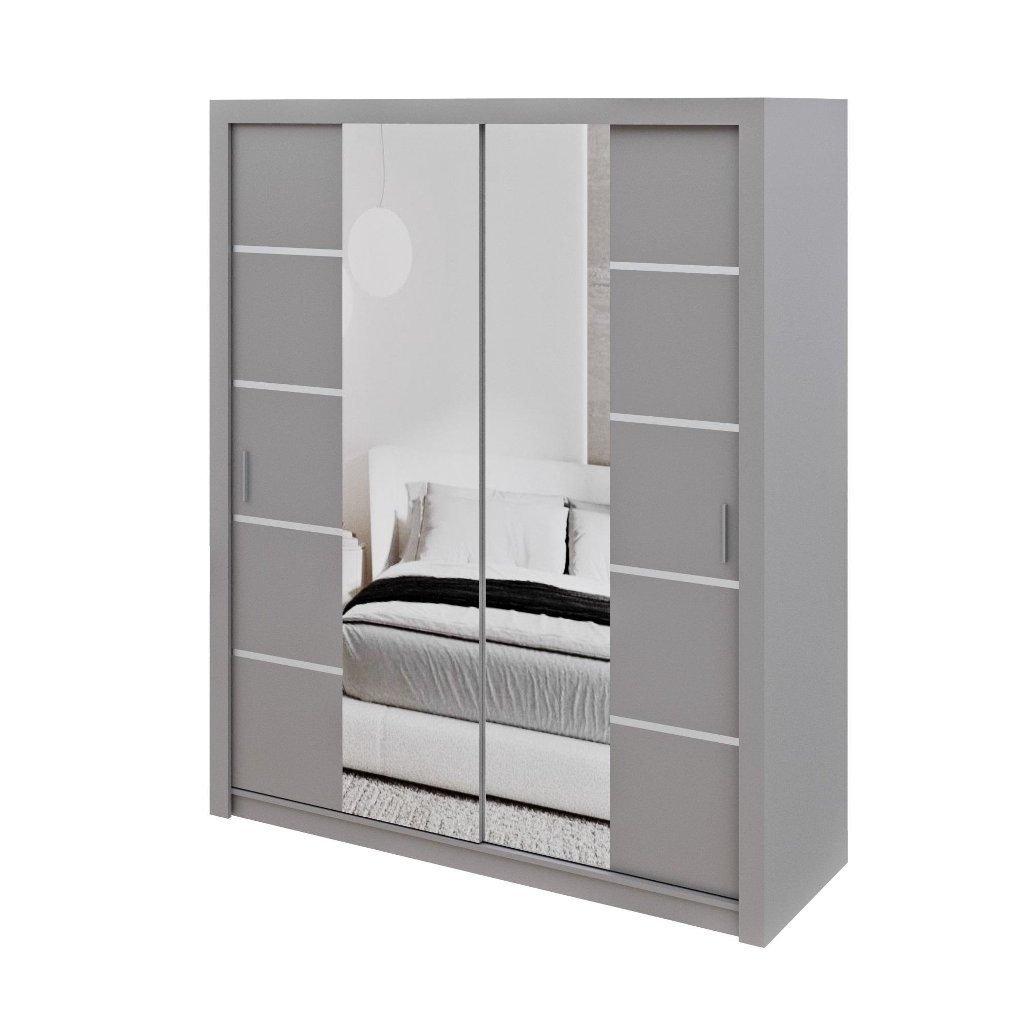 Шафа-купе дводверна MEBLIBUD OSLO з дзеркалом 180х62х216 см Сірий (29310/7)
