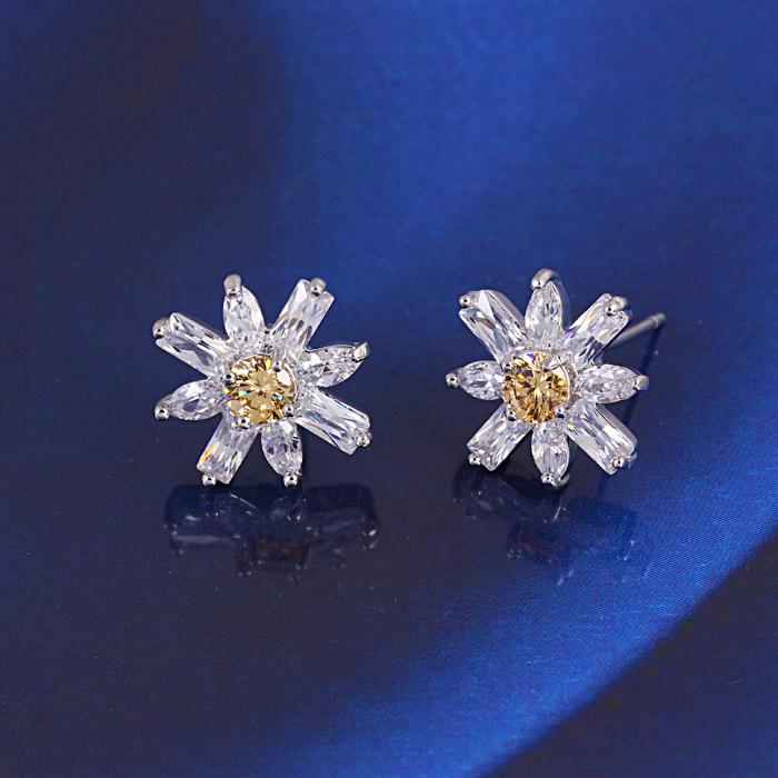 Серьги с цирконами Italina X22547 Желтый