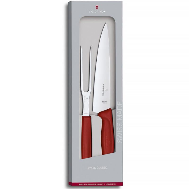 Набір кухонний Victorinox Swiss Classic Carving Set ніж та вилка Червоний (58-79-Vx67131.2G)