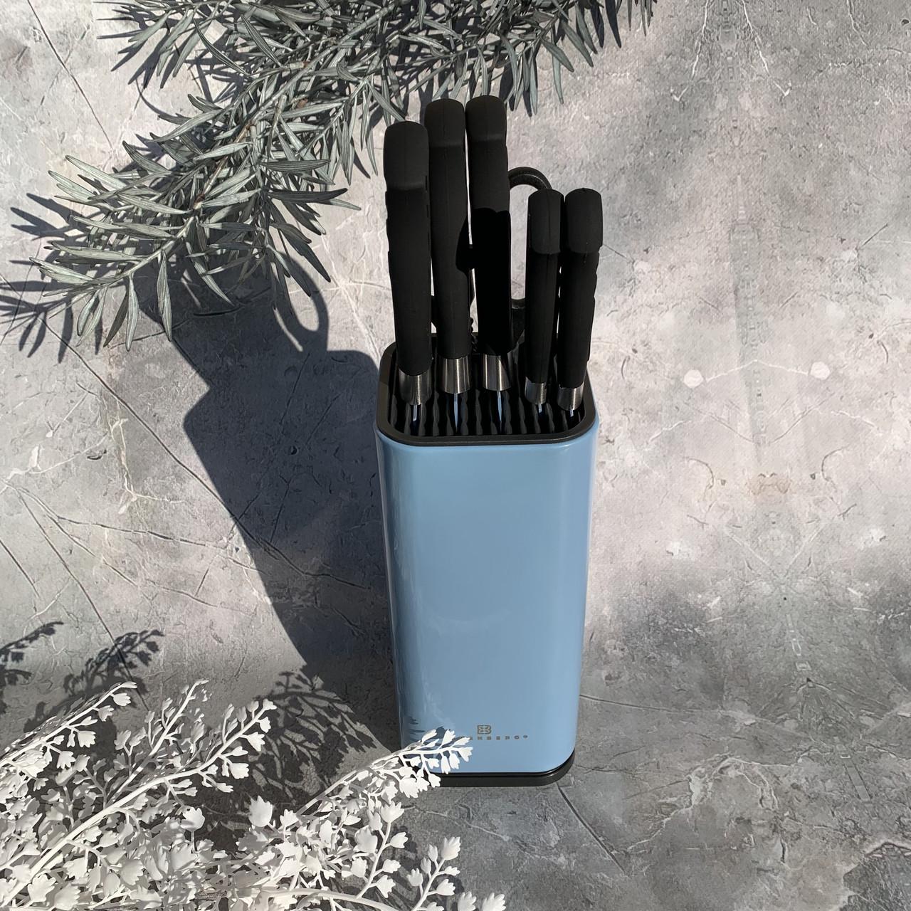 Набор кухонных ножей с подставкой Edenberg EB-11027 антибактериальное покрытие 7 предметов Голубой (2530555683) Набор кухонных ножей с подставкой Edenberg EB-11027 антибактериальное покрытие 7 предметов Голубой (2530555683)