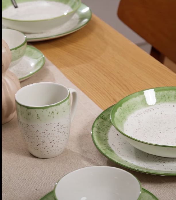 Столовый сервиз Ardesto Siena 5 предметов 1 персона фарфор Бело-зеленый - фото 10 Столовый сервиз Ardesto Siena 5 предметов 1 персона фарфор Бело-зеленый - фото 10