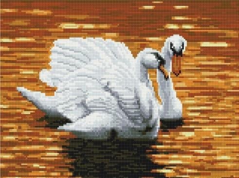 Алмазная мозаика Rainbow Art Лебеди на закате 30x40 см (EJ456)