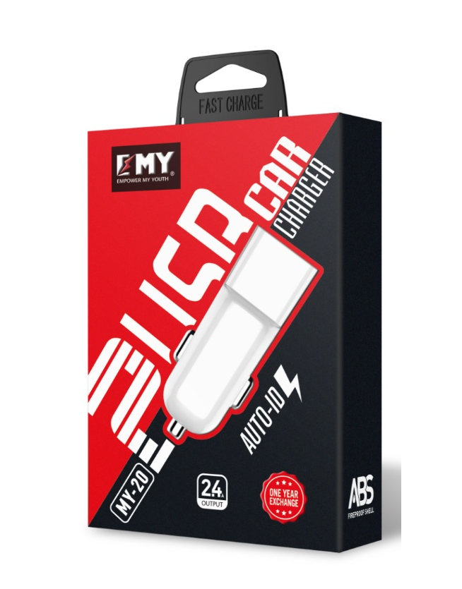 Набор зарядных устройств Emy MY-20 2в1 Lightning 12-24V USB (26441813)