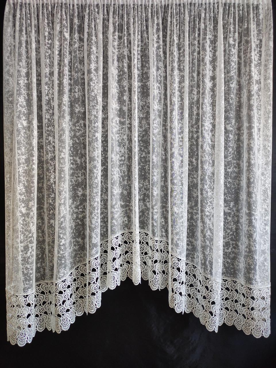 Занавеска аркой Мрамор с кружевом 300х180 см Молочный (а30мес-мр)