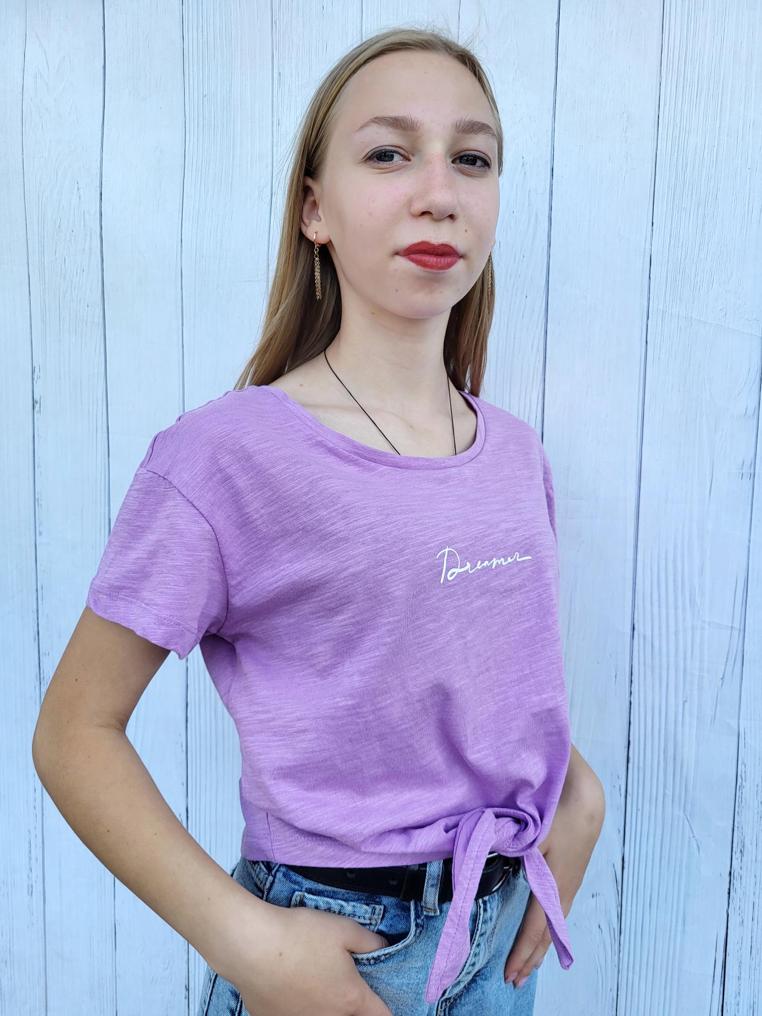 Футболка укороченная женская Pink Woman 10993 M Сиреневый (44-46)