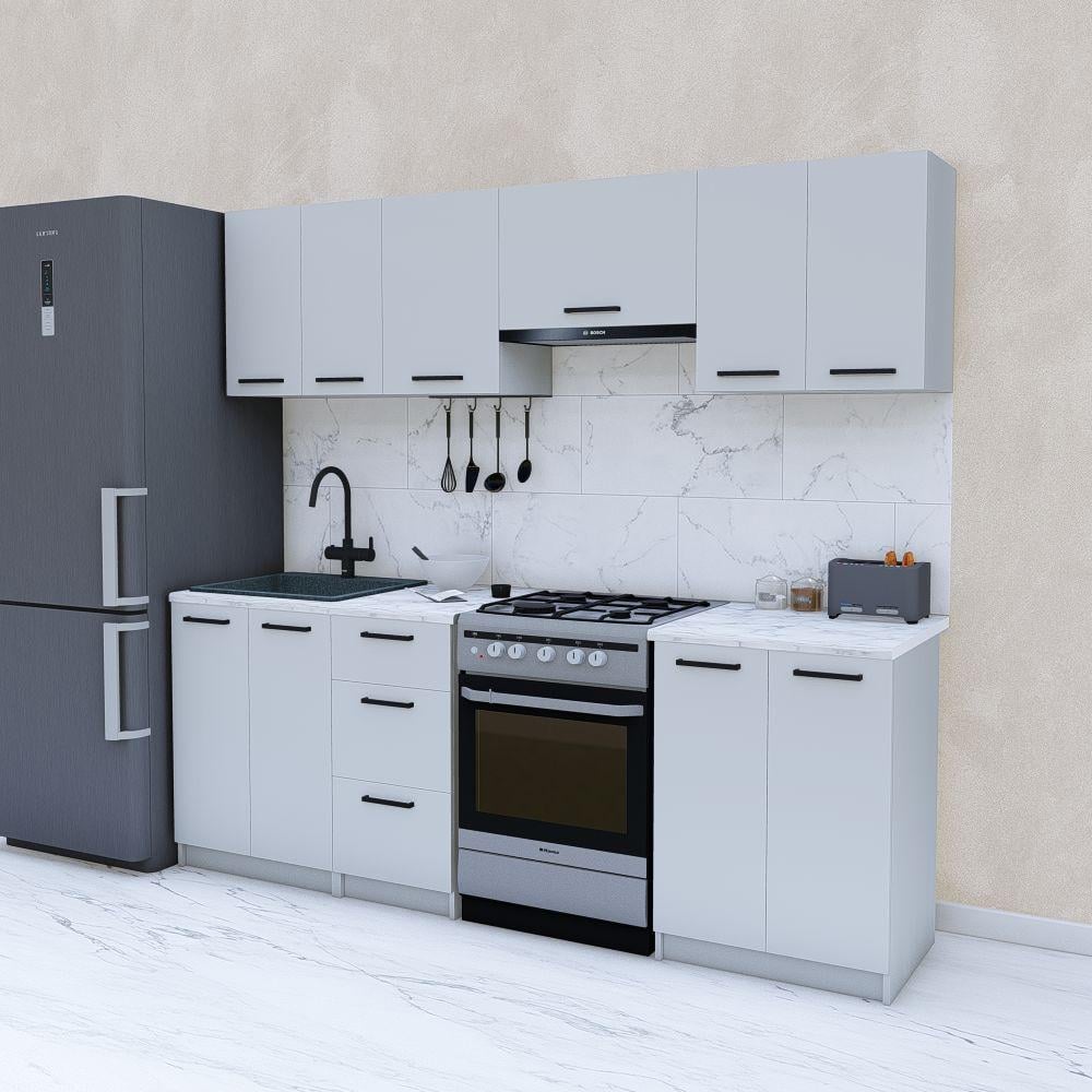 Кухня модульная готовая прямая 2,2 м 220 см Светло-серый (МП36)