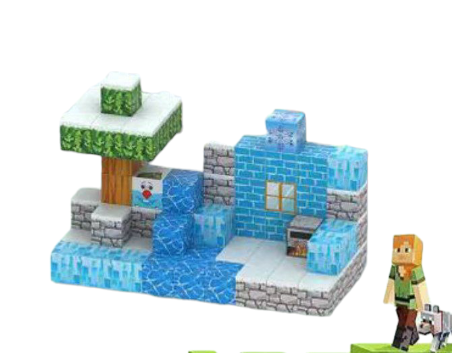 Конструктор детский магнитный Minecraft Снежная стена льда 75 строительных блоков (2569637344)