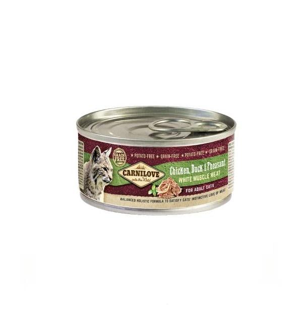 Консервы для кошек Carnilove Cat с курицей уткой и фазаном 100 г (8595602519309)