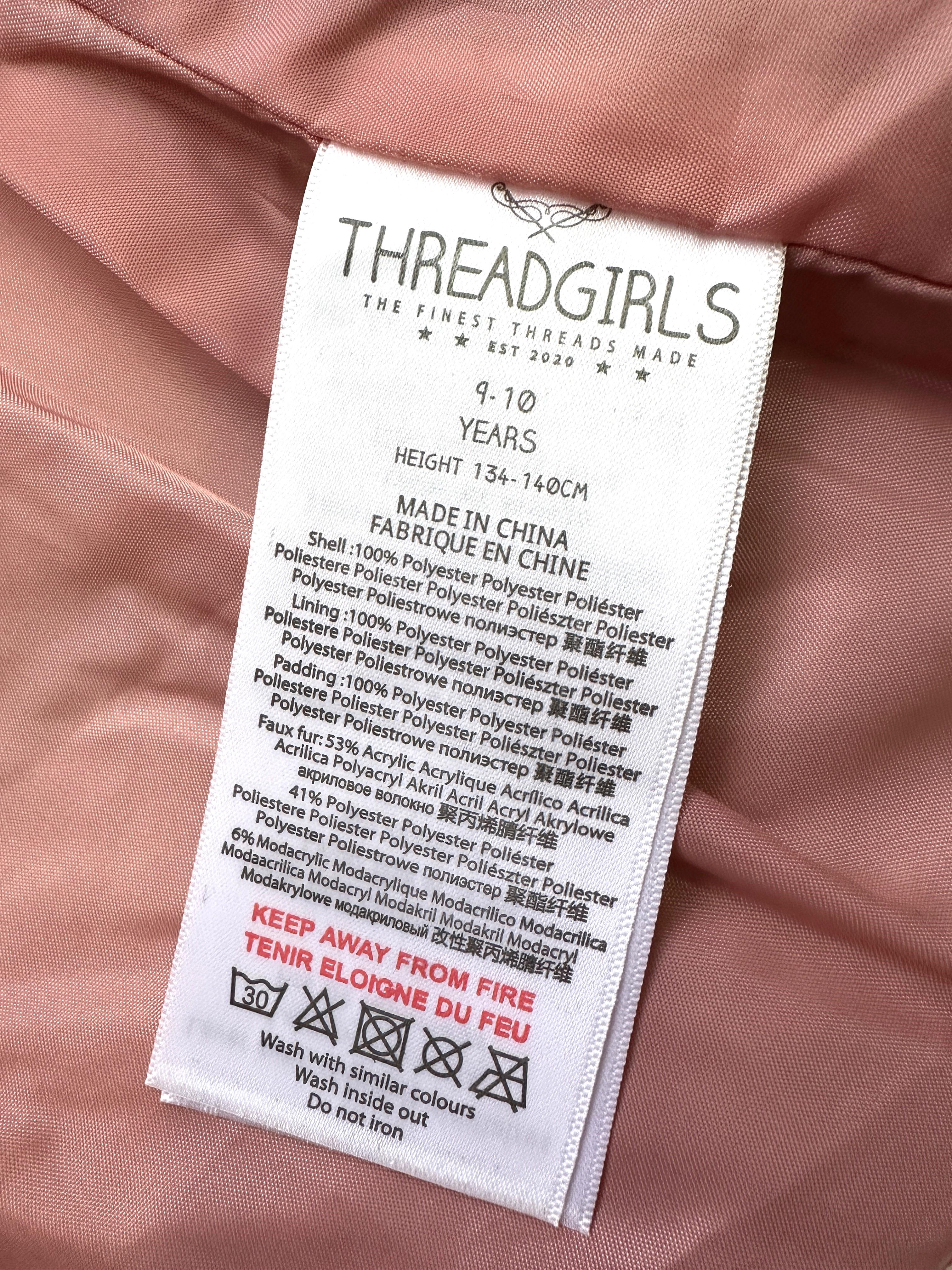 Куртка детская THREADGIRLS TGGD05823A демисезонная еврозима с поясом с капюшоном меховым 134-140 см Пудровый - фото 7