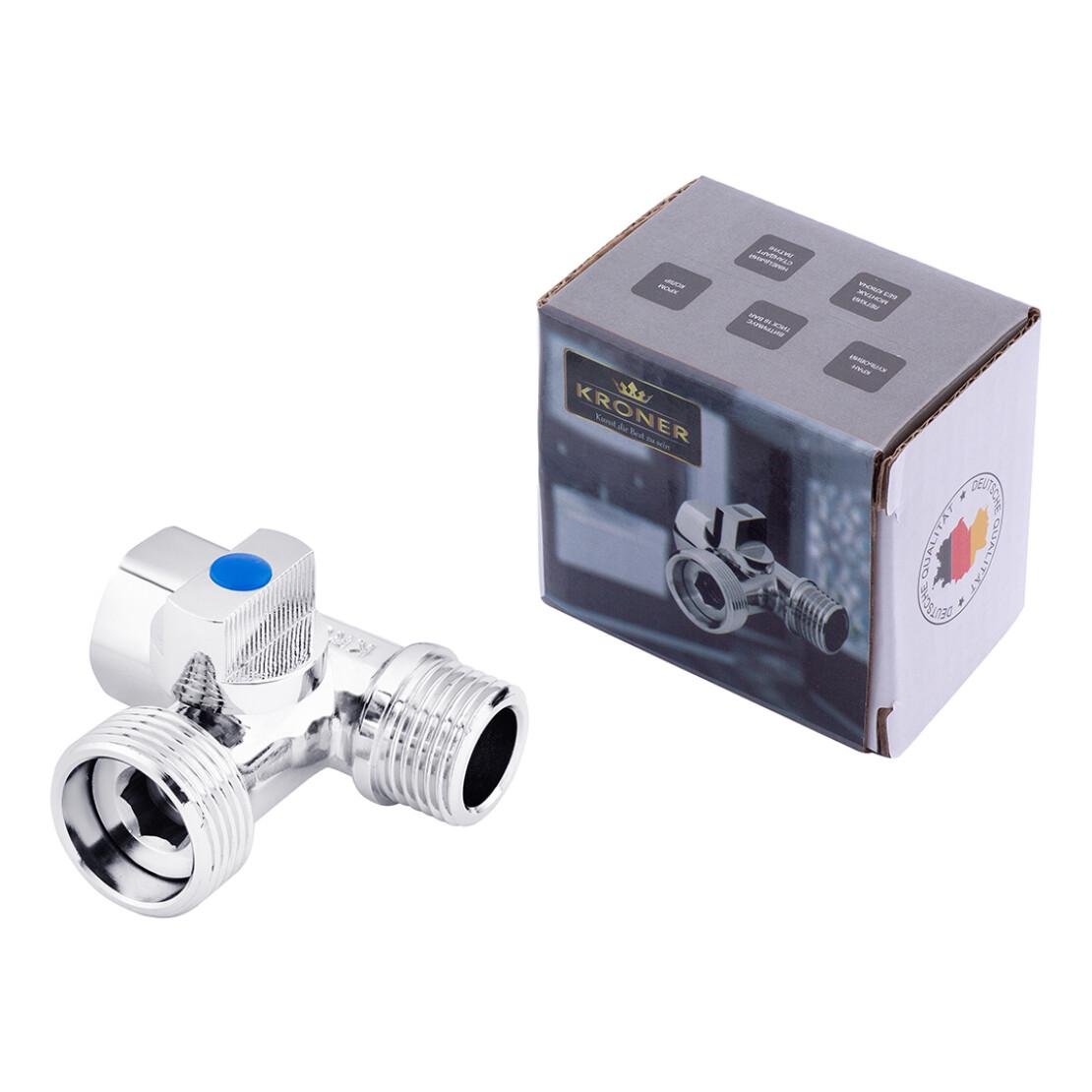 Кран приладовий 3-х ходовий Kroner KRP Eckventil C103 1/2''х3/4''х1/2'' ЗЗВ (CV027378) - фото 3 Кран приладовий 3-х ходовий Kroner KRP Eckventil C103 1/2''х3/4''х1/2'' ЗЗВ (CV027378) - фото 3