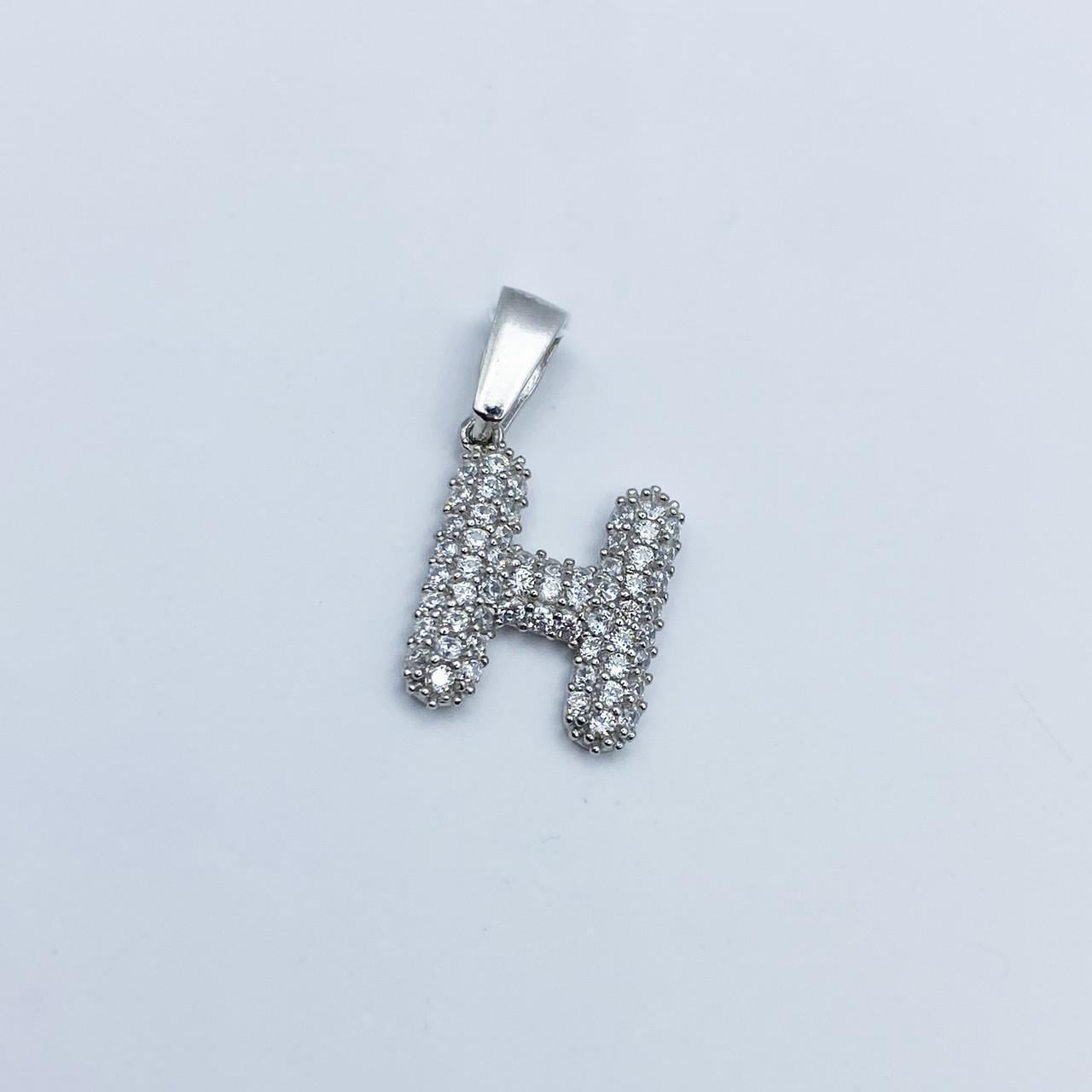 Серебряный кулон с кубическим цирконием Буква Н 0,84 г (2123770777)