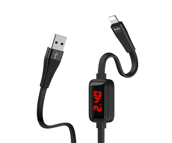 Кабель Data Hoco S4 With Timer lightning 2,4А 1,2 м Чорний - фото 3
