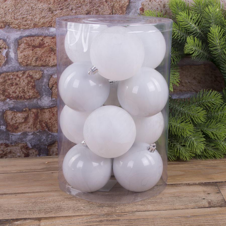 Шары новогодние большие 8 см 12 шт. Перламутровый (3898-5)