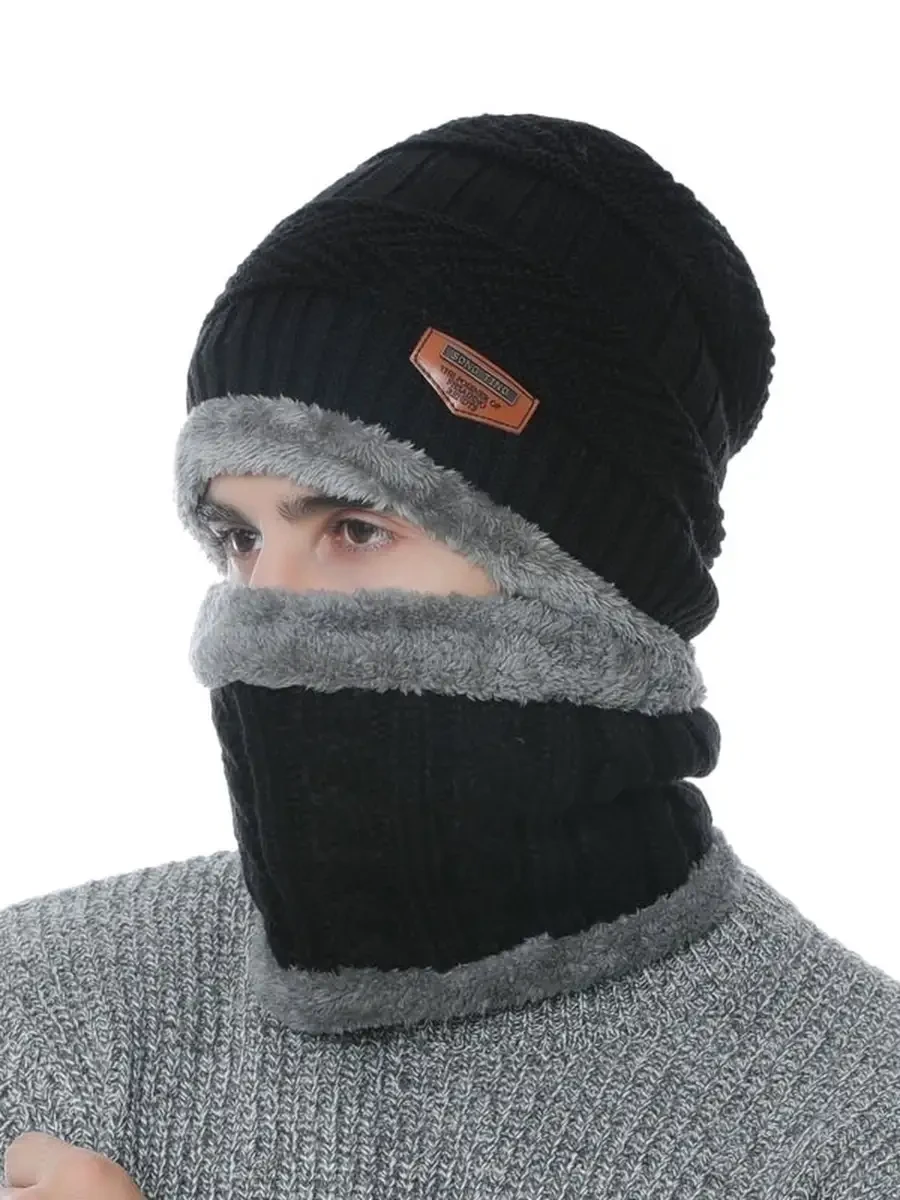 Комплект мужской зимний шапка и снуд из Size Черный (28523608)