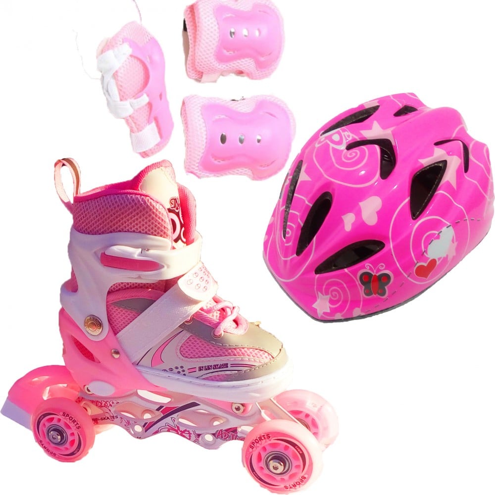 Ролики детские набор Happy Combo Disney Heart защита/шлем ротация колес р. 29-33 Розовый (2T3007E)