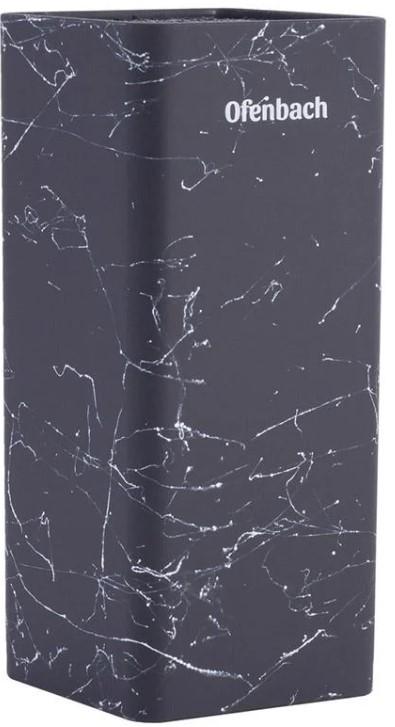 Подставка-колода Ofenbach Black Marble для кухонных ножей и ножниц 9х9х22 см