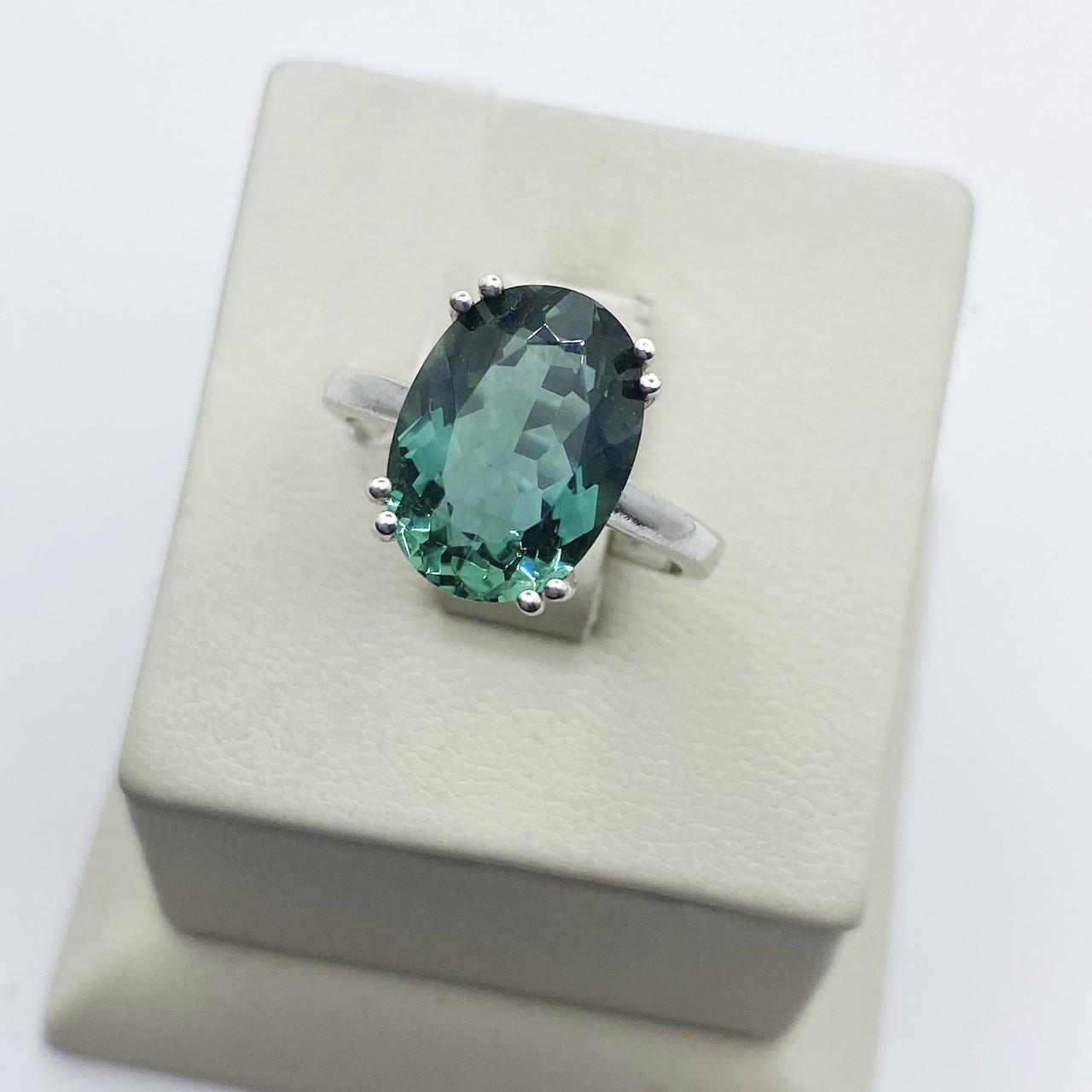 Кольцо серебряное с зеленым кварцем р. 18 3,43 г (1994468797)