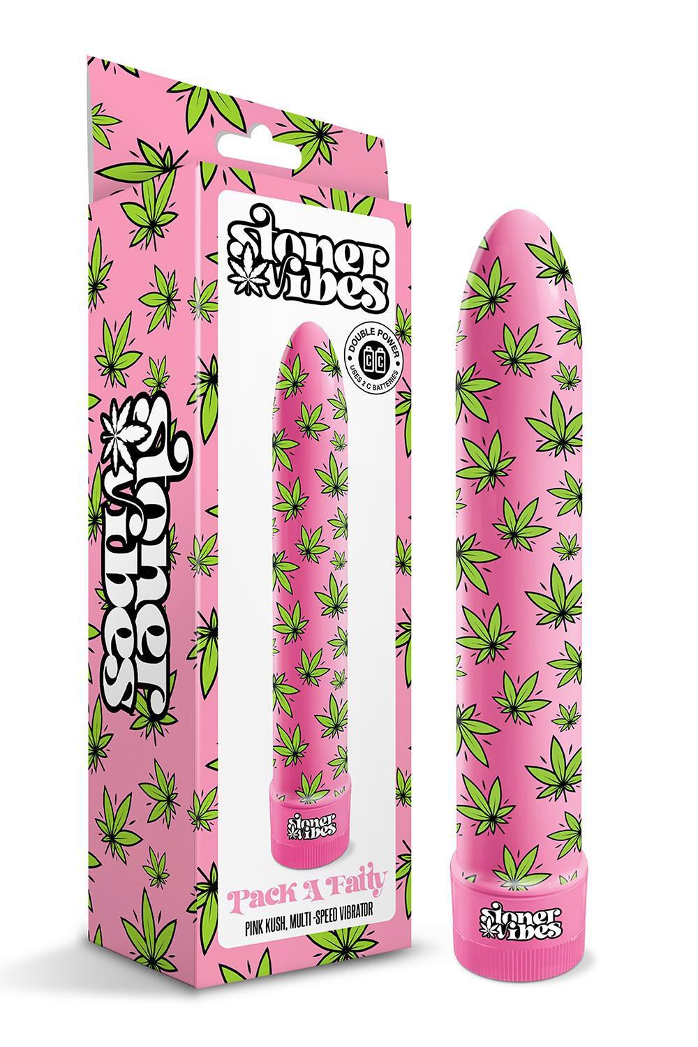 Вібратор нереалістичний із принтом Stoner Vibes Global Novelties 20,3х3,8 см Рожевий (GN880117)