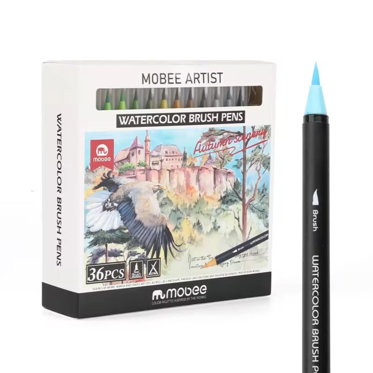 Набор акварельных маркеров-кистликов Mobee Artist 36 шт. 1 линер та 2 водяные кисточки