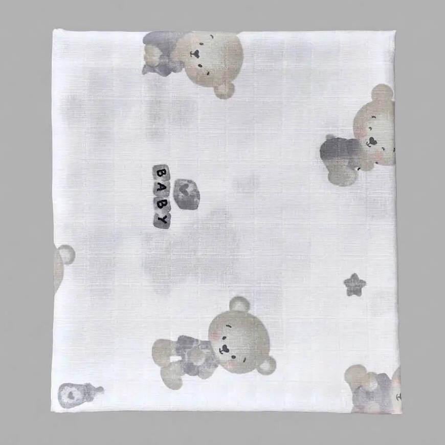 Пелюшка дитяча BST двошарова муслінова 90х80 см Бежевий/Молочний (13040033)