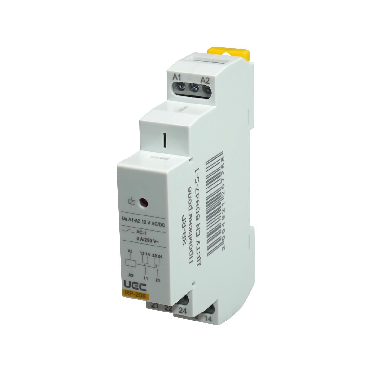 Реле проміжне UEC RP-208 8А 2 контакти AC/DC 12V (SB-RP-208-ACDC12V)