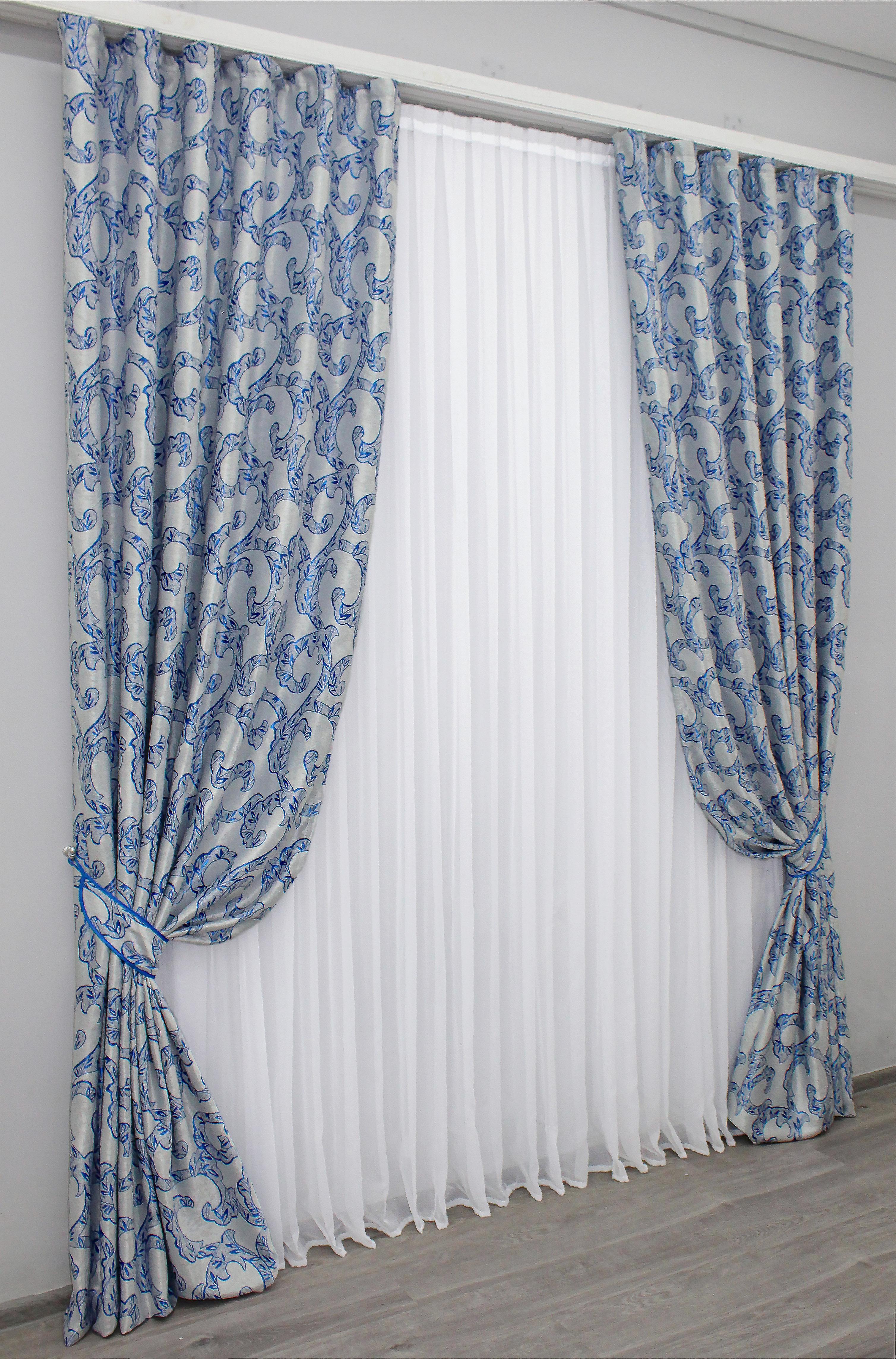 Комплект штор VR-Textil № 766ш блэкаут 150х280 см 2 шт. Серый/Синий (30-543)