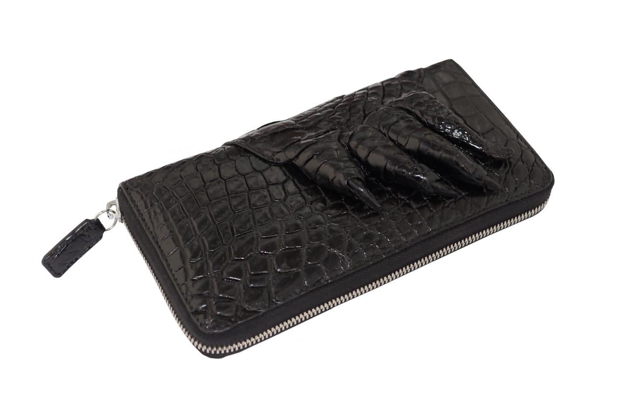 Кошелек-клатч Ekzotic Leather из натуральной кожи крокодила Черный (cw 28_1)